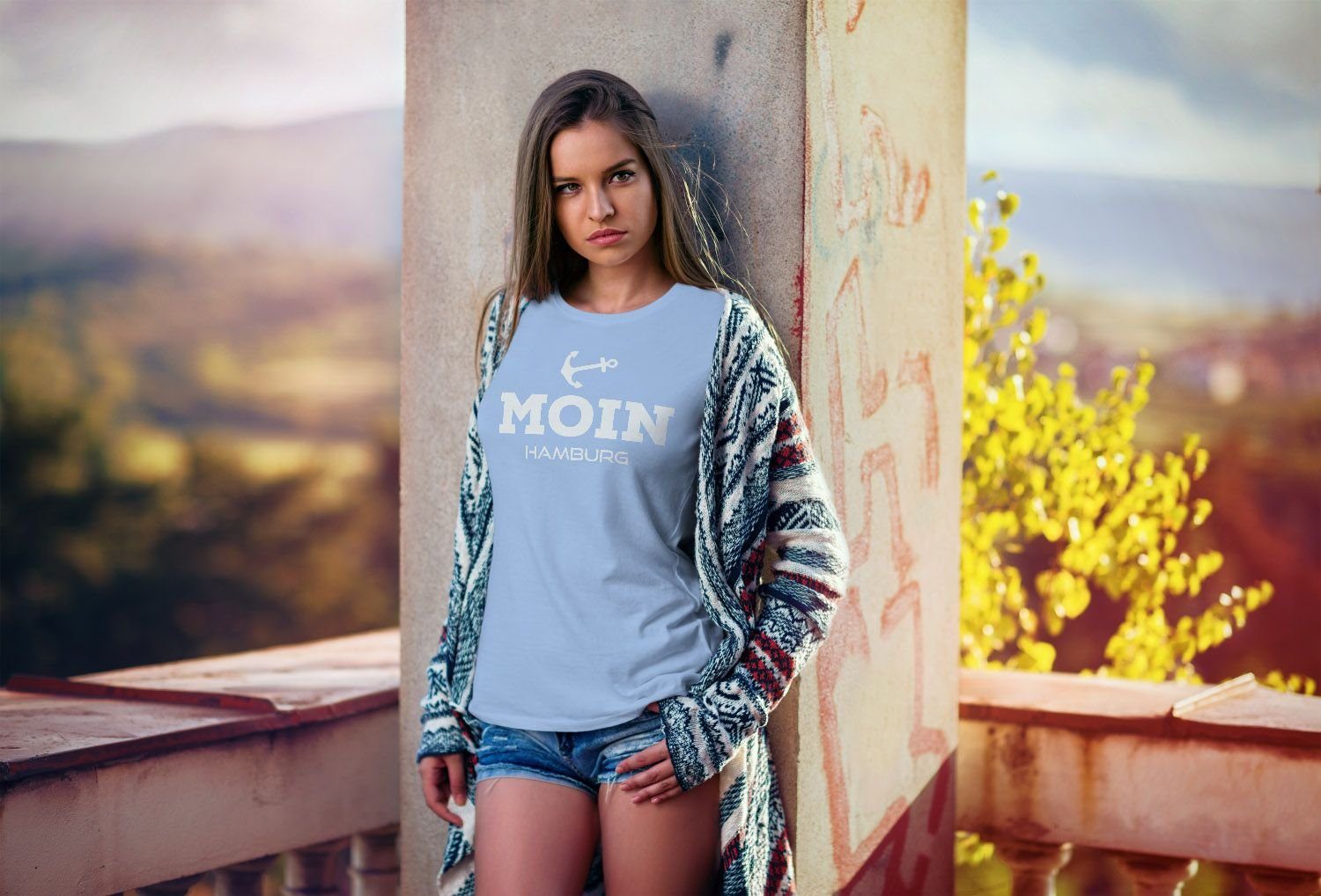 MoonWorks Print-Shirt Damen T-Shirt Moin Hamburg günstig online kaufen