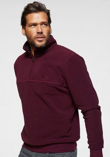 Man's World Fleecepullover Langarm, mit Rippbündchen, mit Troyerkragen, für günstig online kaufen