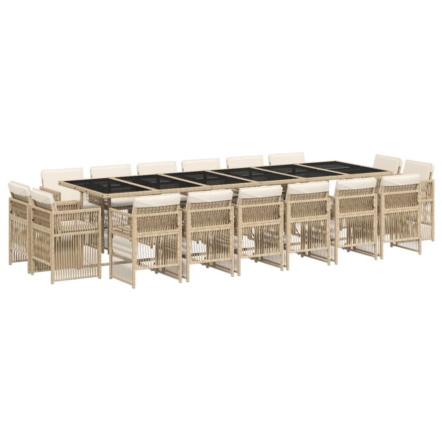vidaXL 17-Tlg Garten-Essgruppe mit Kissen Beige Poly Rattan 3211066 günstig online kaufen