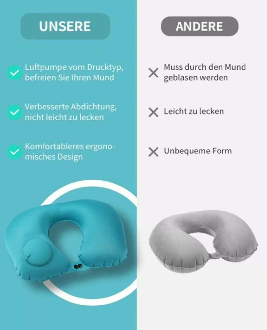 XDeer Nackenstützkissen Nackenkissen Reisekissen,Aufblasbares Nackenkissen, günstig online kaufen