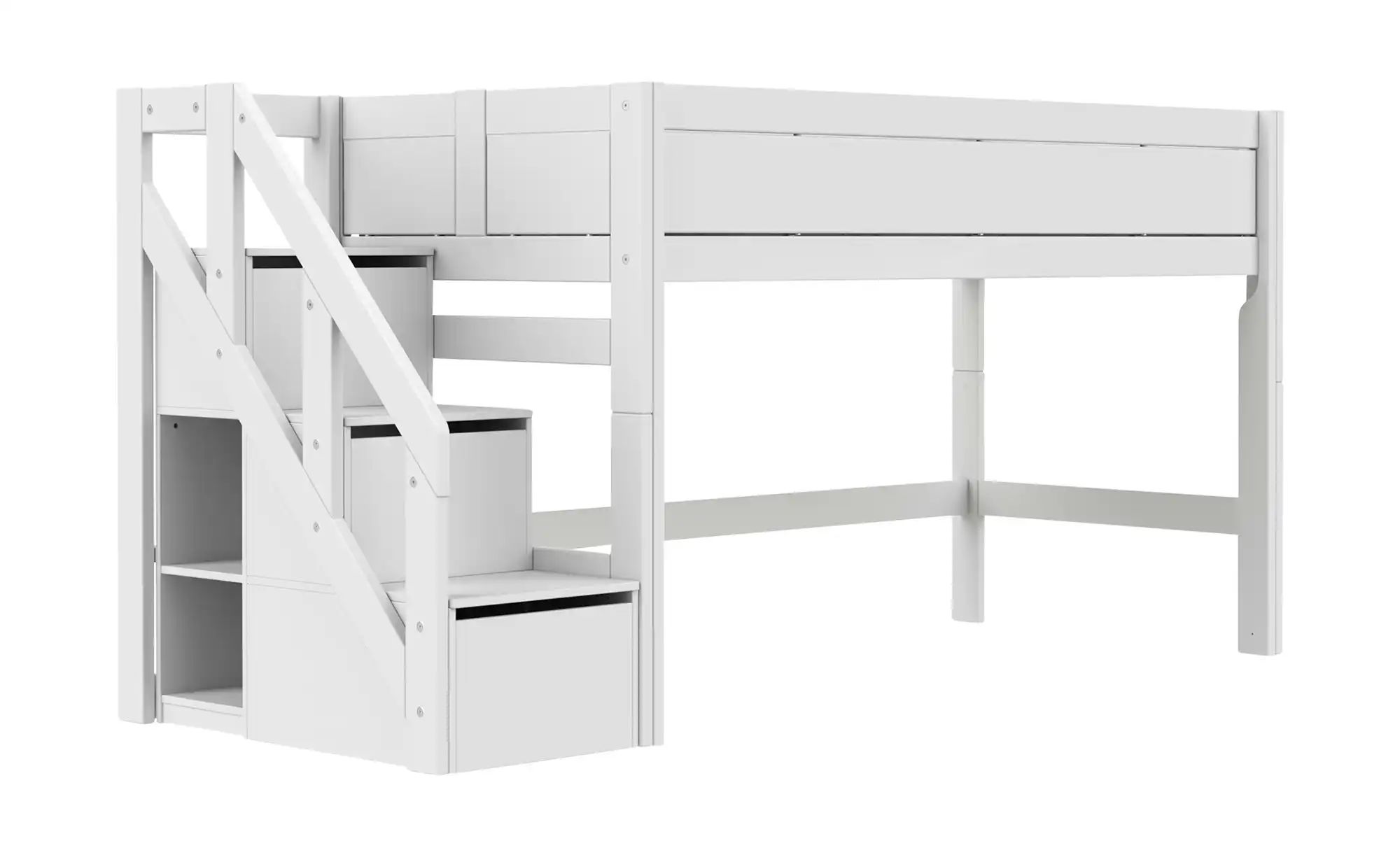 Lifetime halbhohes Bett mit Treppe 120cm  Basis ¦ weiß ¦ Maße (cm): B: 257 günstig online kaufen