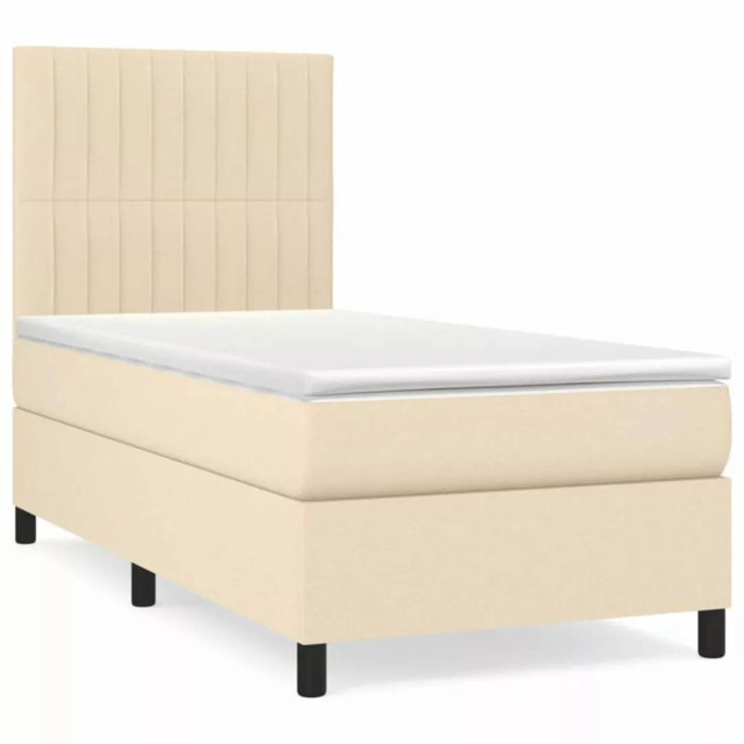 vidaXL Boxspringbett Boxspringbett mit Matratze Creme 80x200 cm Stoff Bett günstig online kaufen