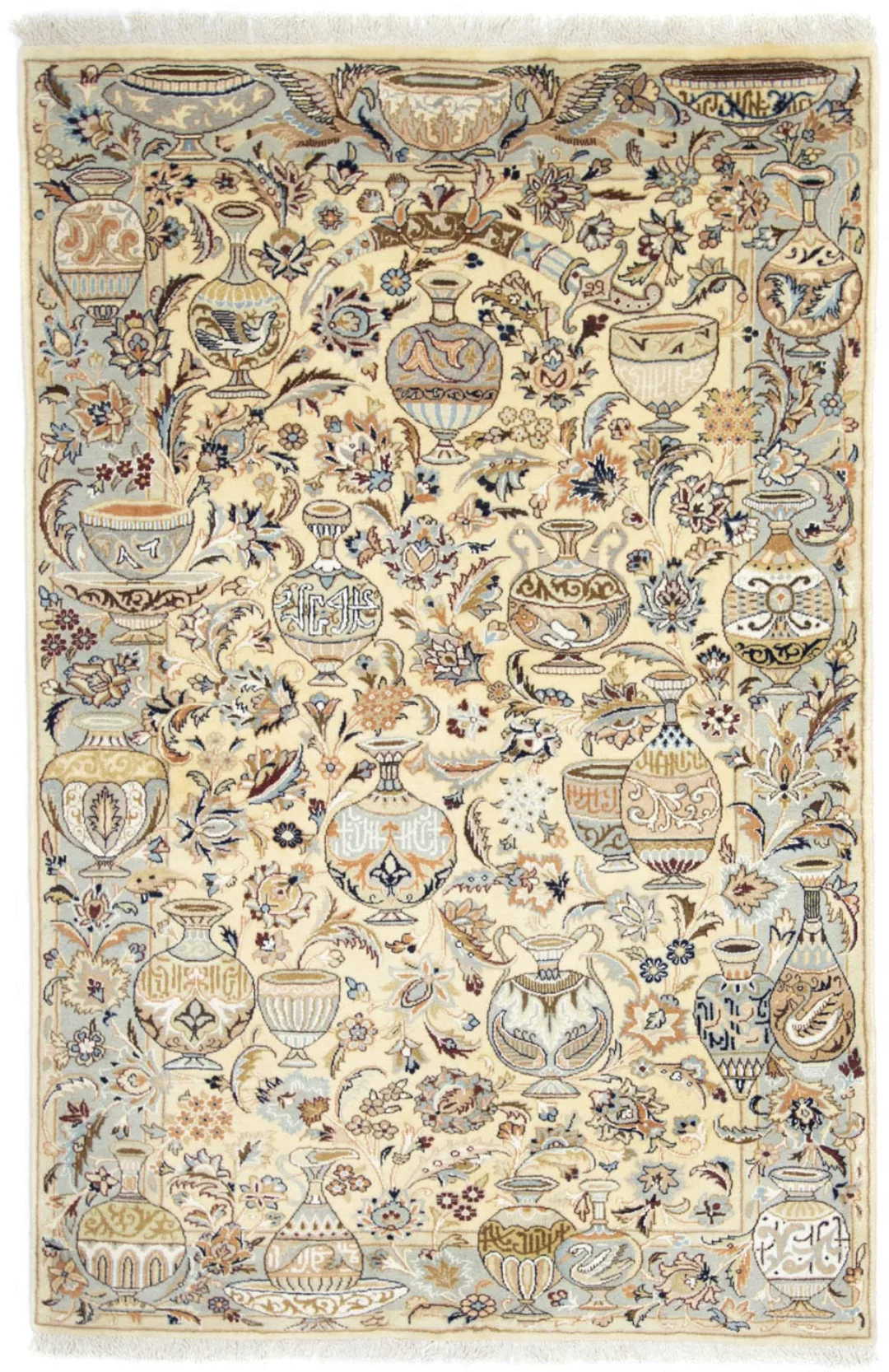 morgenland Wollteppich »Kaschmar Figurativ Beige 202 x 128 cm«, rechteckig, günstig online kaufen