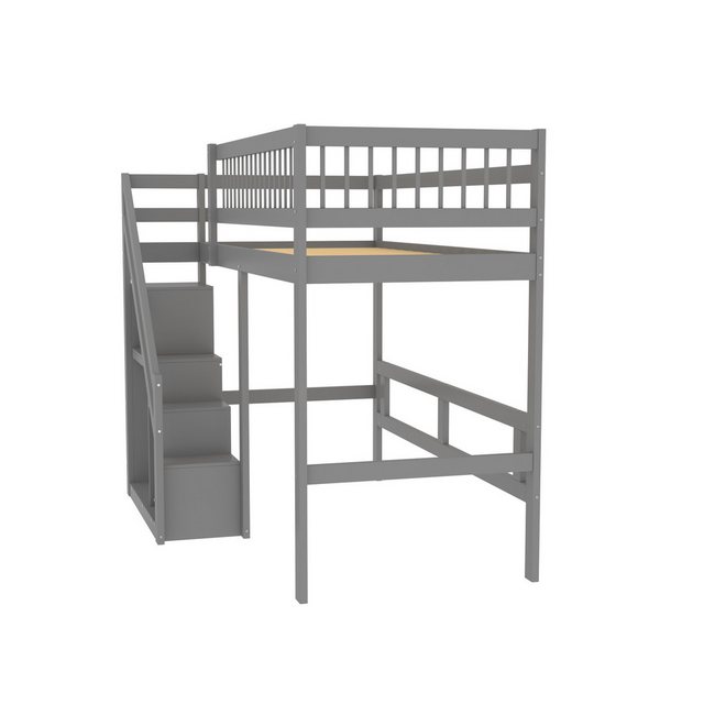 HAUSS SPOLE Etagenbett 90x 200 cm Massivholzbett, Treppe mit Aufbewahrungss günstig online kaufen