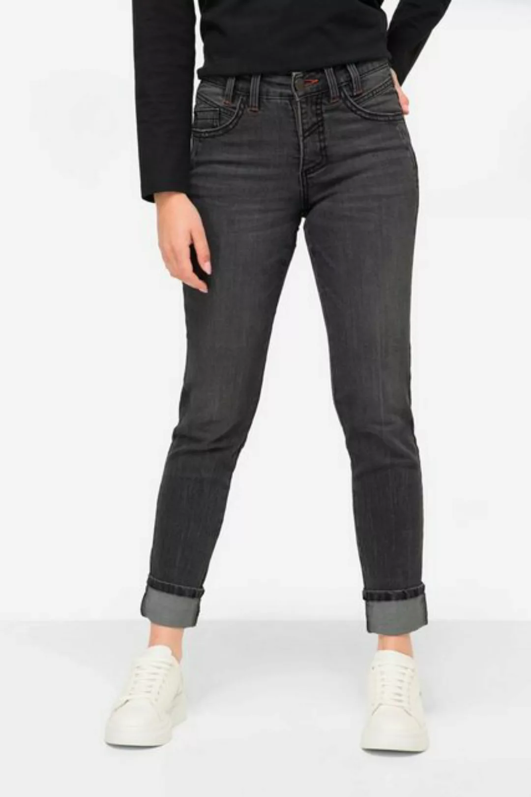Laurasøn Röhrenjeans Slim-Jeans schmale Passform 5-Pocket Saum-Umschlag günstig online kaufen