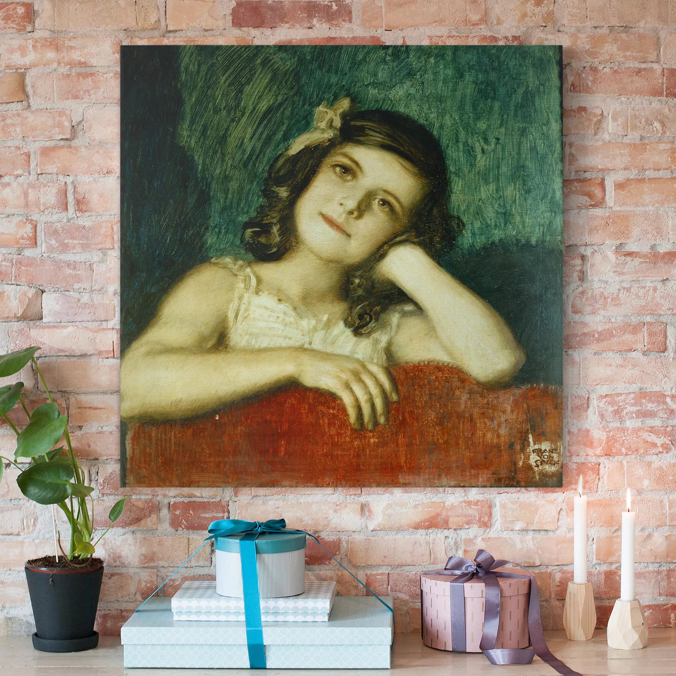 Leinwandbild Kunstdruck - Quadrat Franz von Stuck - Mary günstig online kaufen