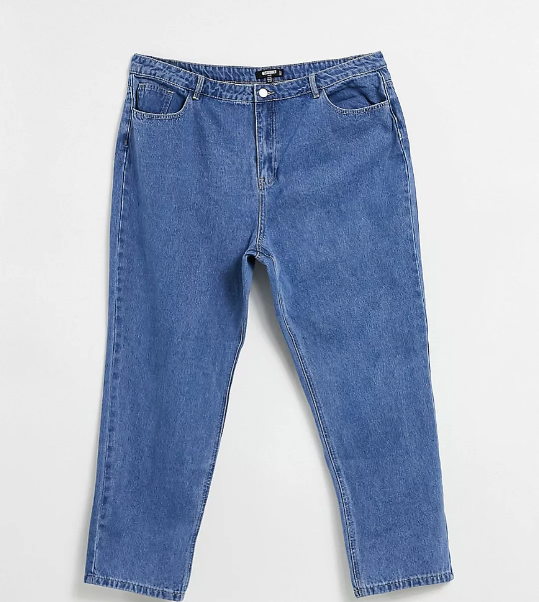 Missguided Plus – Riot – Mom-Jeans mit hohem Bund in Blau günstig online kaufen