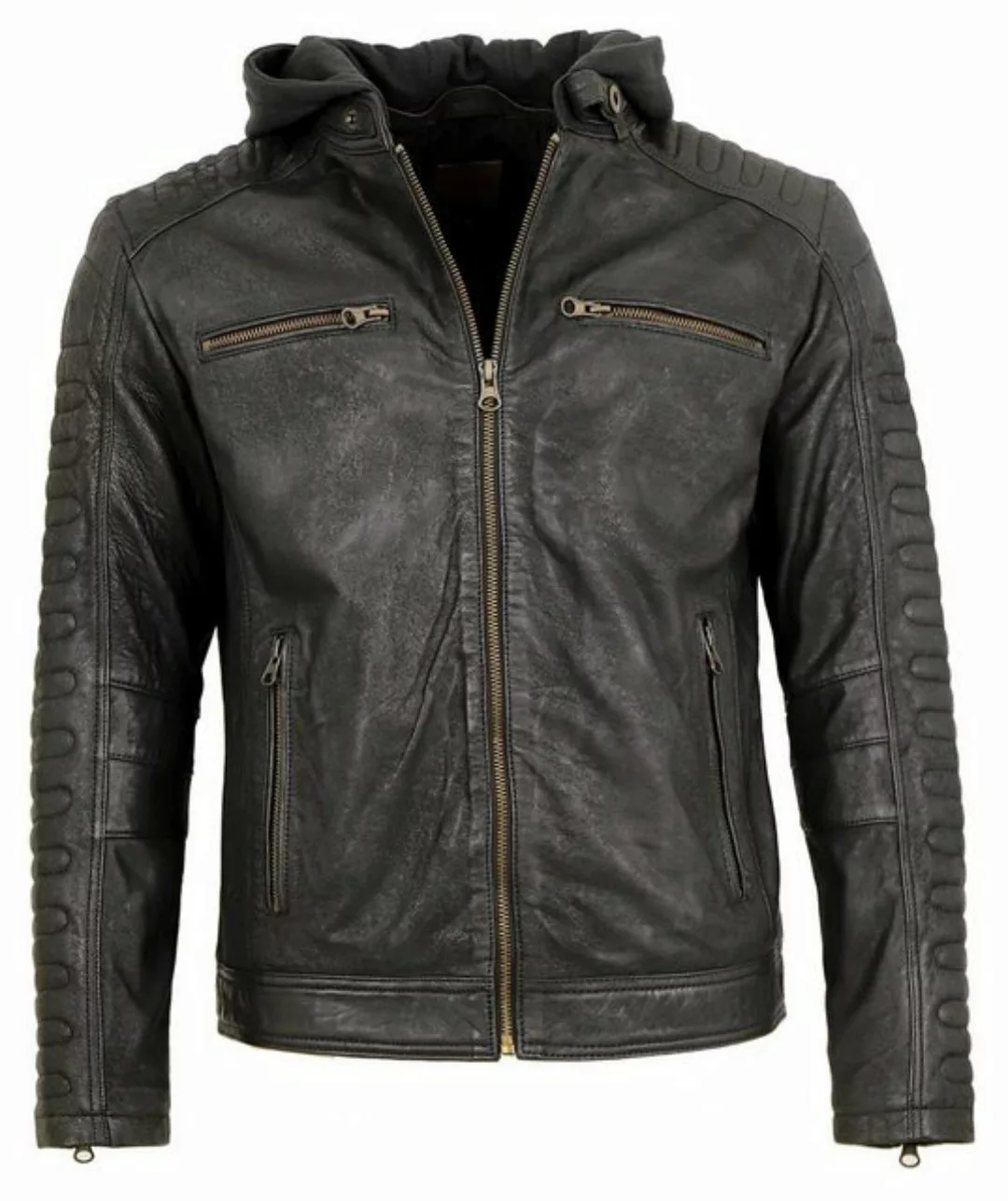 Redpoint Lederjacke Redpoint - Herren Lederjacke Bikerjacke Kapuze Lammnubu günstig online kaufen