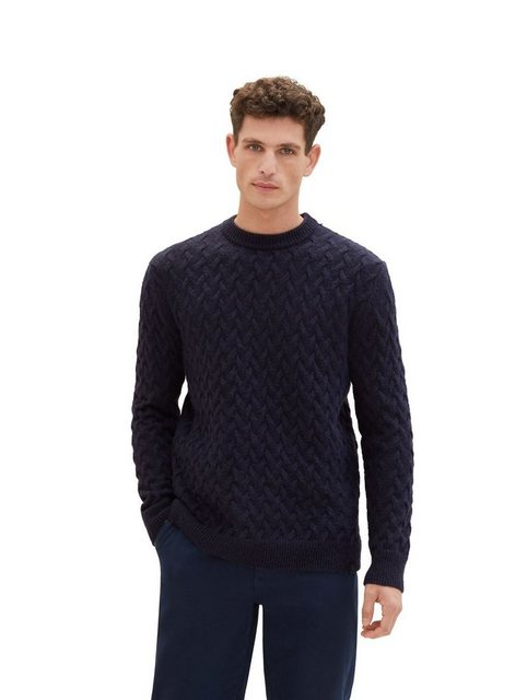 Tom Tailor Herren Rundhals Pullover COSY CABLE KNIT - Regular Fit günstig online kaufen