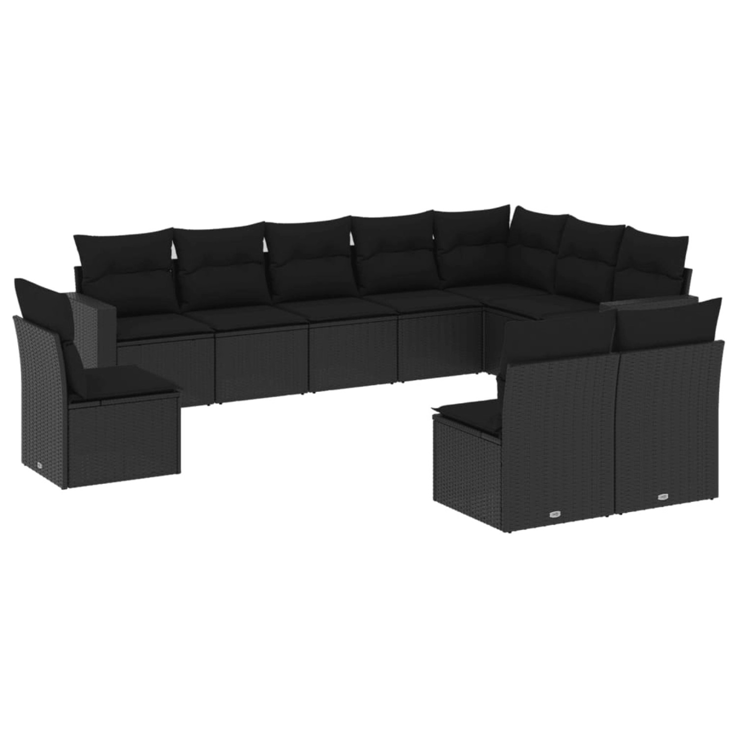 vidaXL 10-tlg Garten-Sofagarnitur mit Kissen Schwarz Poly Rattan Modell 16 günstig online kaufen