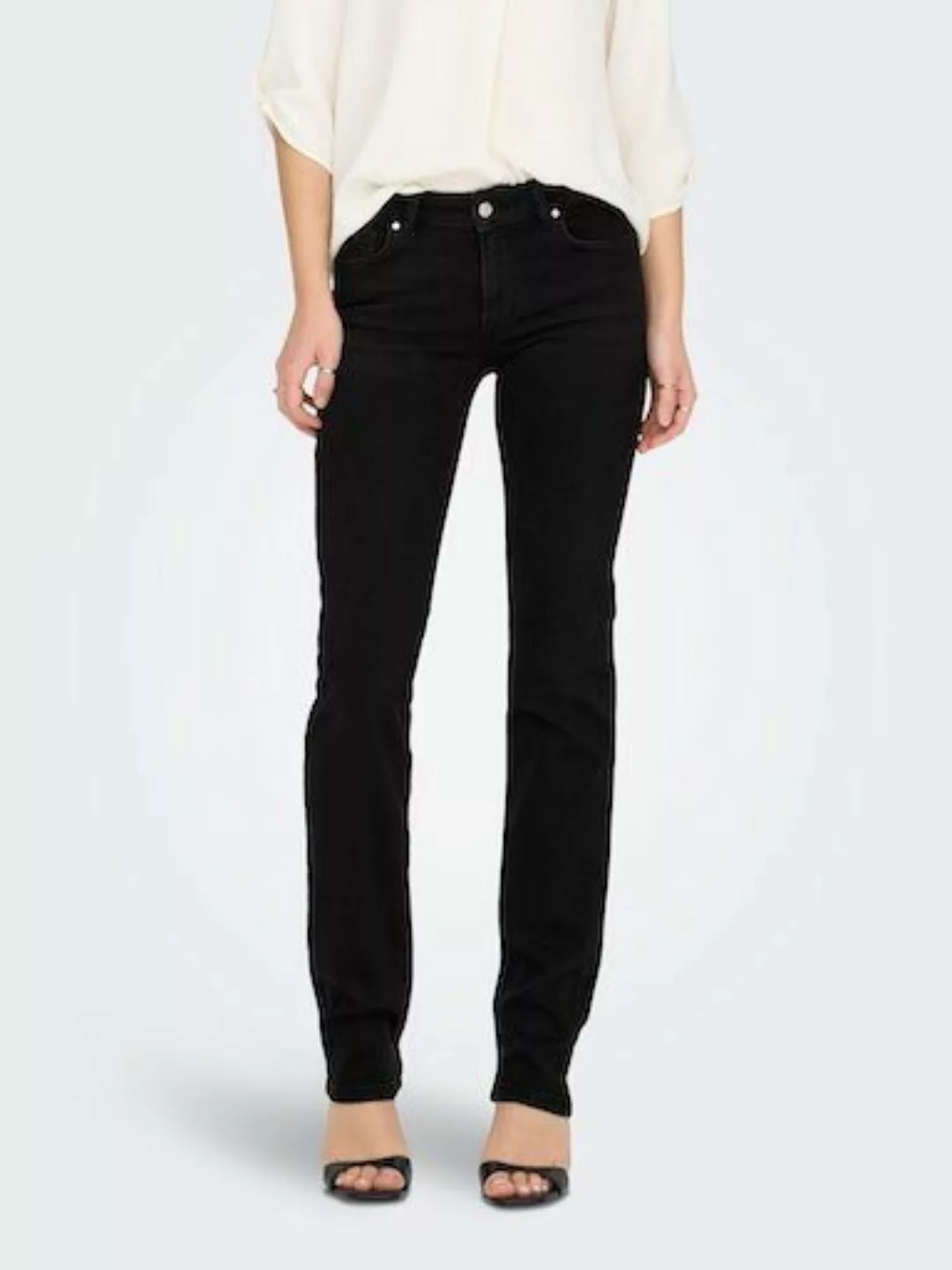 Only Damen Jeans ONLALICIA DOT297 - Straight Fit - Schwarz - Washed Black günstig online kaufen