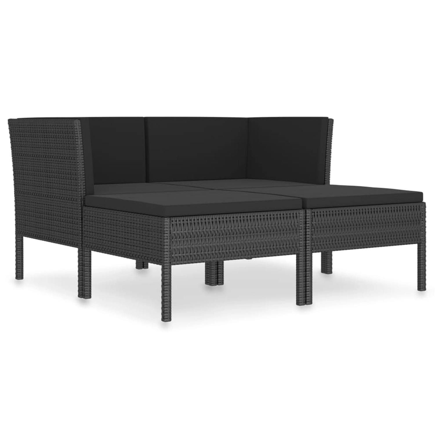 4-tlg. Garten-lounge-set Mit Auflagen Poly Rattan Schwarz günstig online kaufen