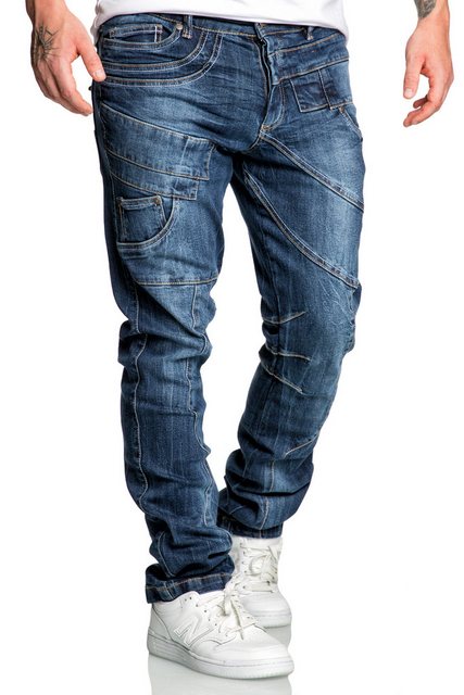 REPUBLIX Gerade Jeans WIGGO Herren Männer Regular Fit Destroyed Design Jean günstig online kaufen