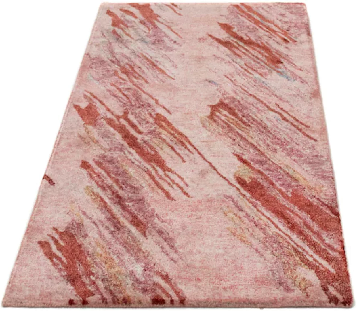 morgenland Wollteppich »Designer Teppich handgeknüpft rot«, rechteckig günstig online kaufen