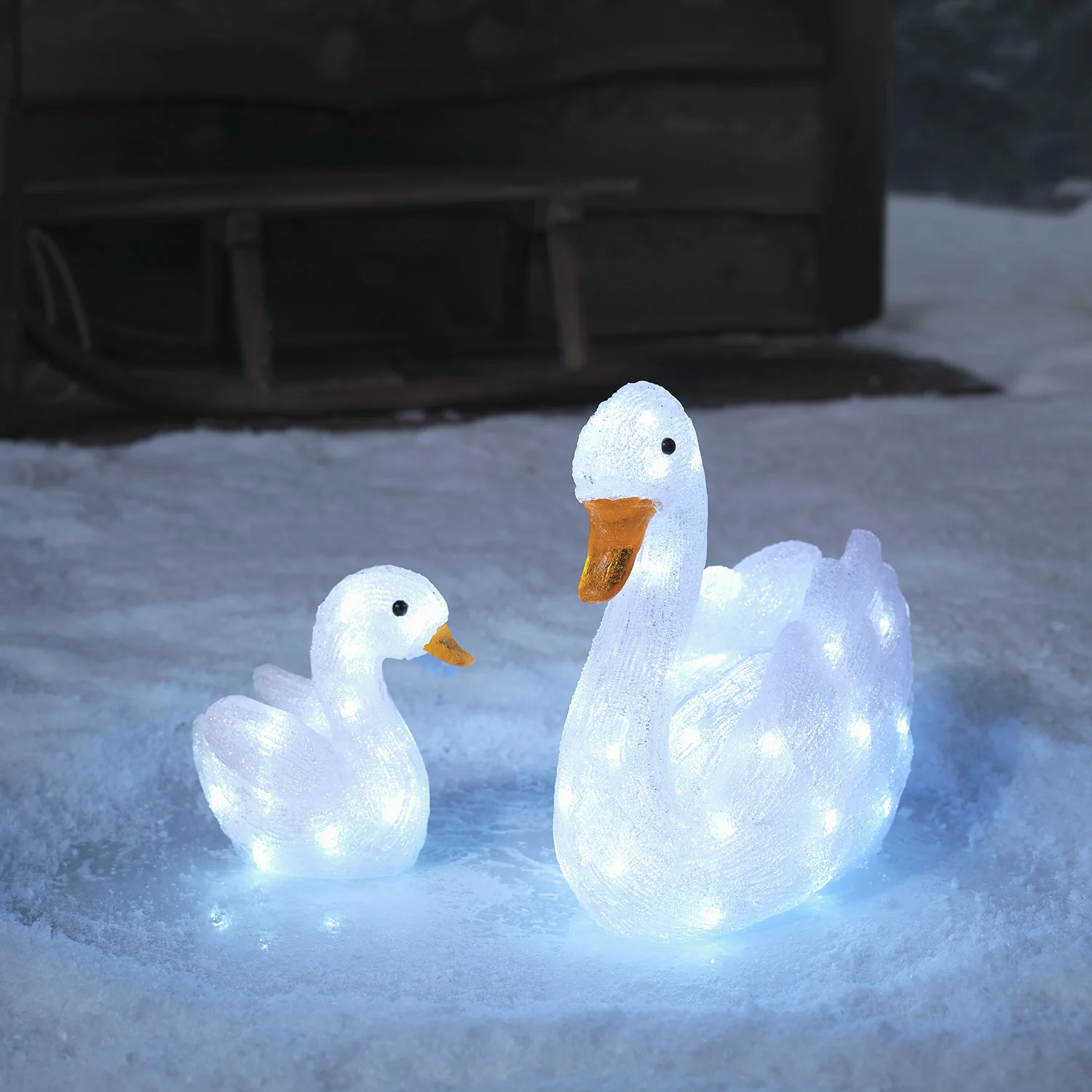 LED Acryl Weihnachtsfigur Schwan Duo günstig online kaufen