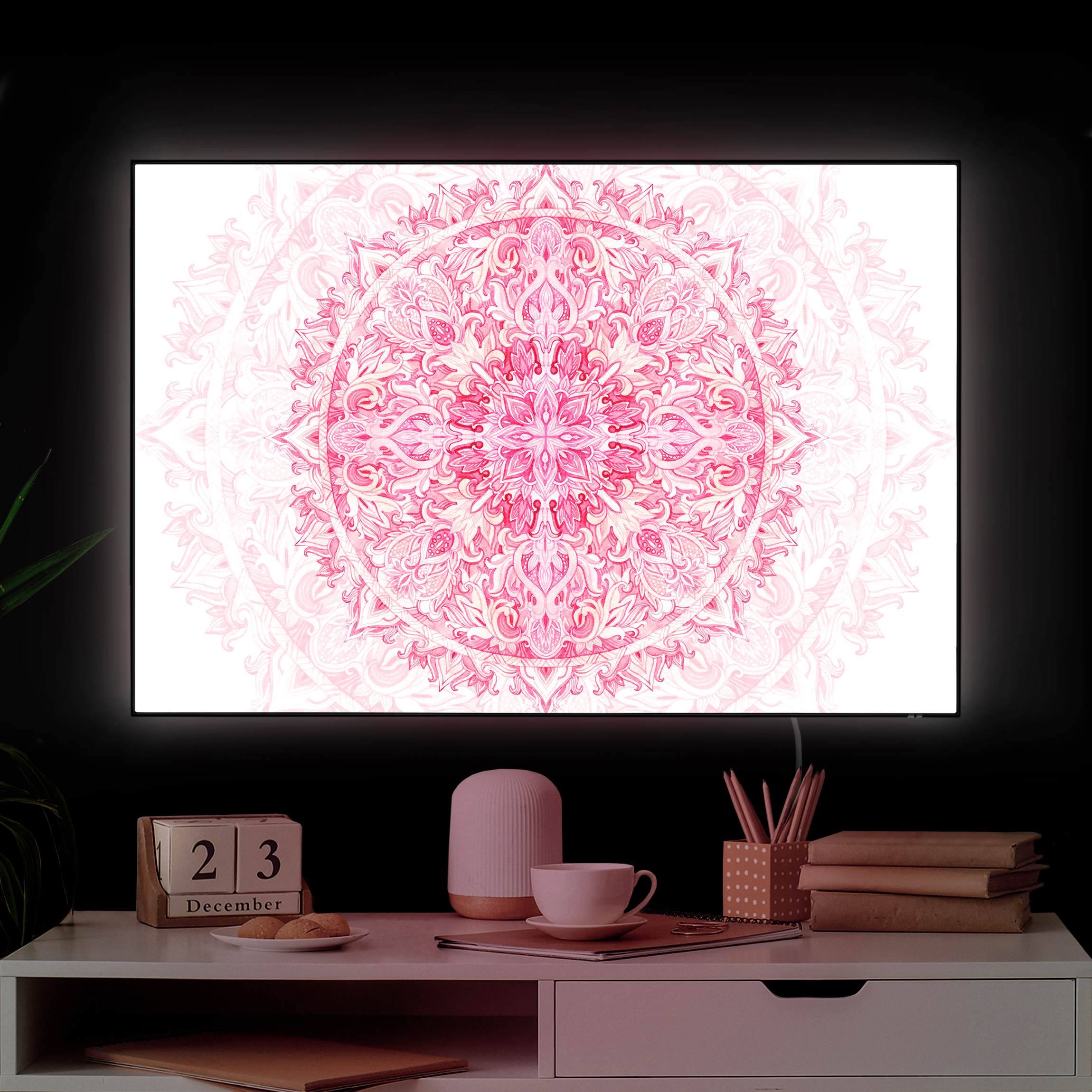 LED-Wechselbild Mandala Aquarell Ornament pink günstig online kaufen