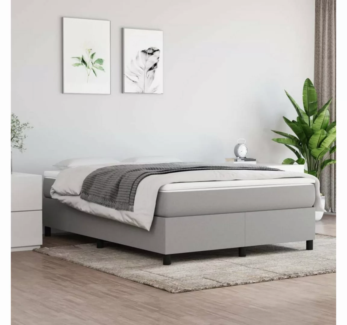 furnicato Bett Boxspringbett mit Matratze Hellgrau 140x190 cm Stoff günstig online kaufen