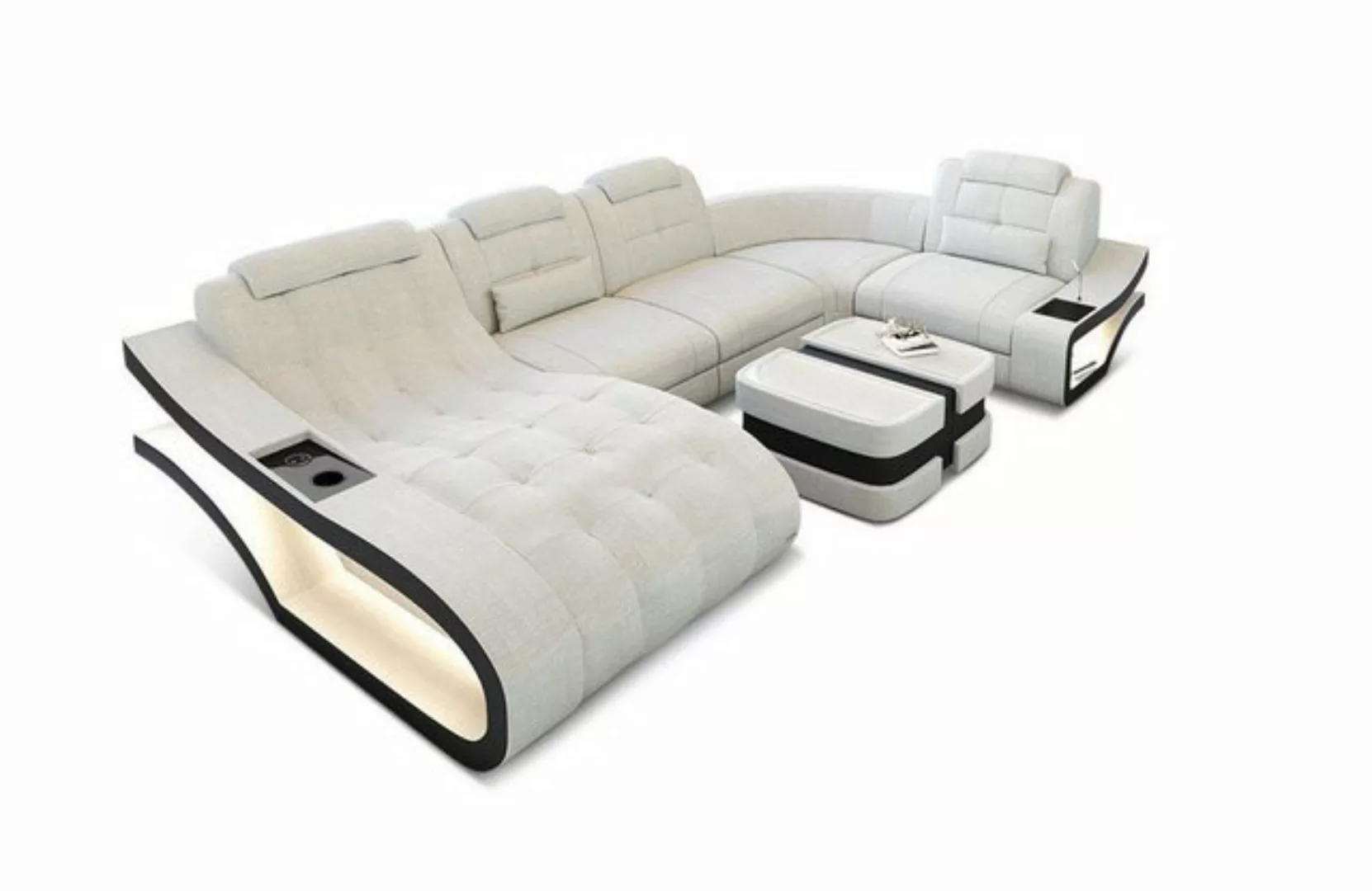 Sofa Dreams Sofa Polster Sofa Wohnlandschaft Couch Elegante H - U Form Stof günstig online kaufen
