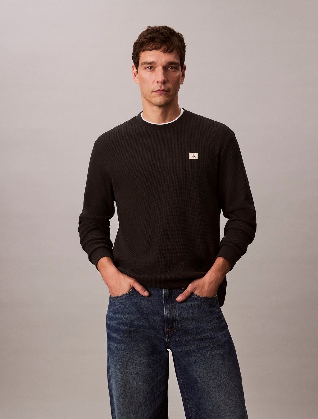 Calvin Klein Jeans Langarmshirt "LS WAFFLE BADGE CREWNK TEE", Mit Rundhalsa günstig online kaufen