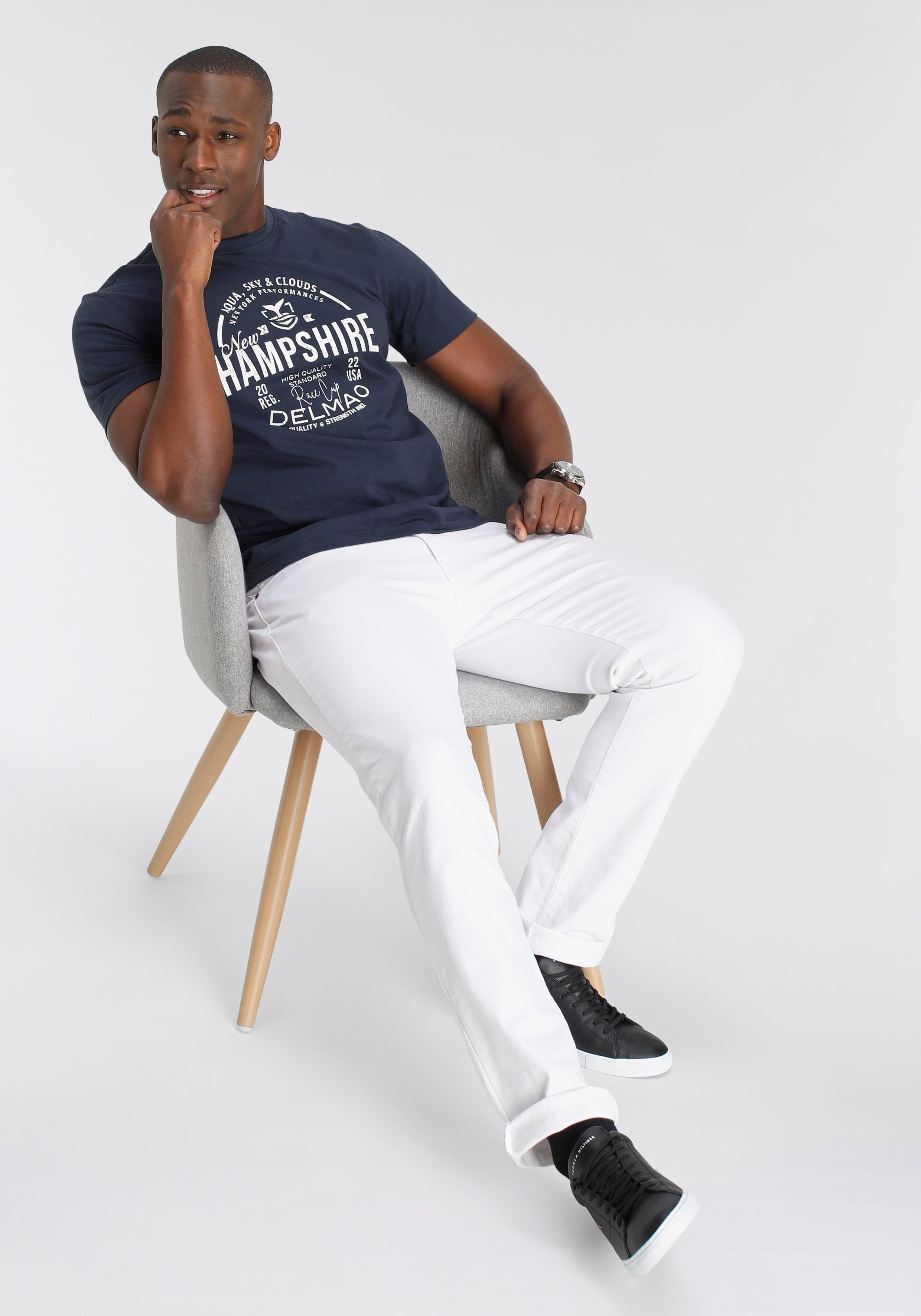 DELMAO Stretch-Jeans ""Reed"", gerader Beinschnitt, Used-Look-Waschung, nie günstig online kaufen