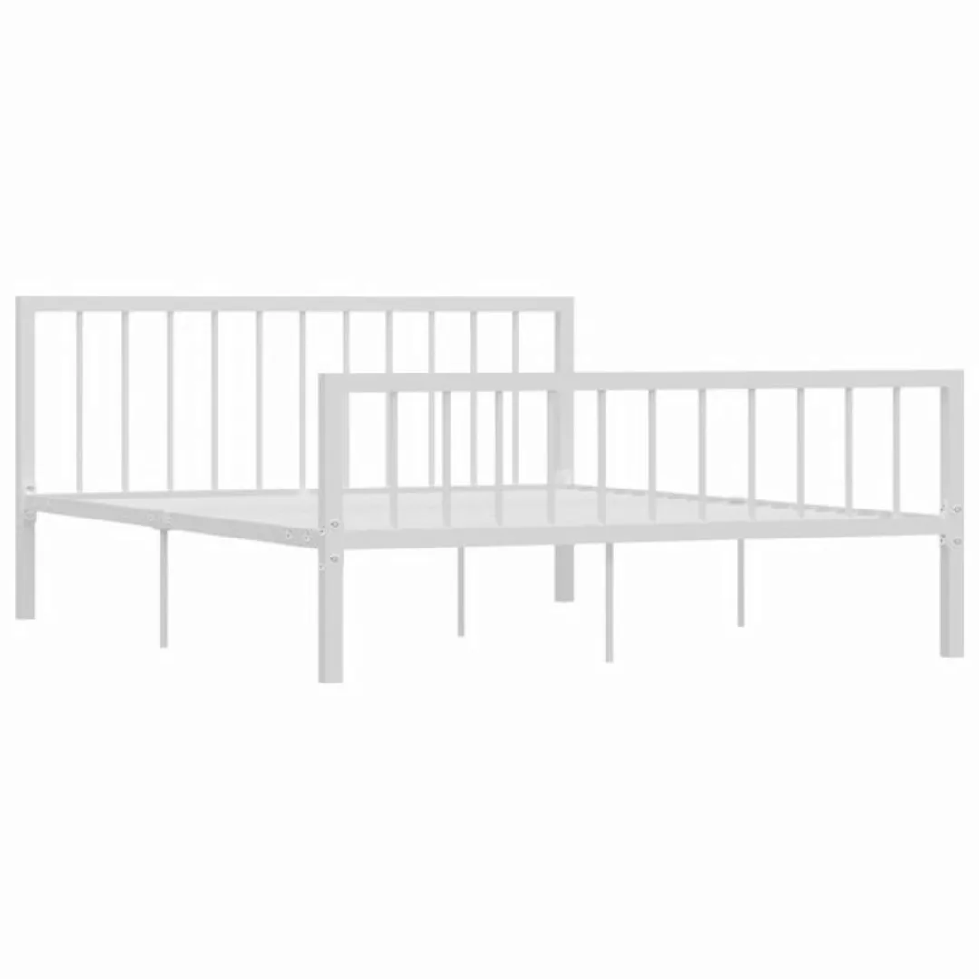 vidaXL Bettgestell Bettgestell Weiß Metall 160200 cm Bett Bettrahmen Bettge günstig online kaufen