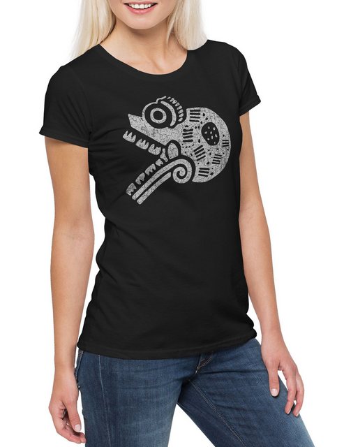 Urban Backwoods Print-Shirt Aztec Skull Damen T-Shirt Aztecs Empire Tattoo günstig online kaufen