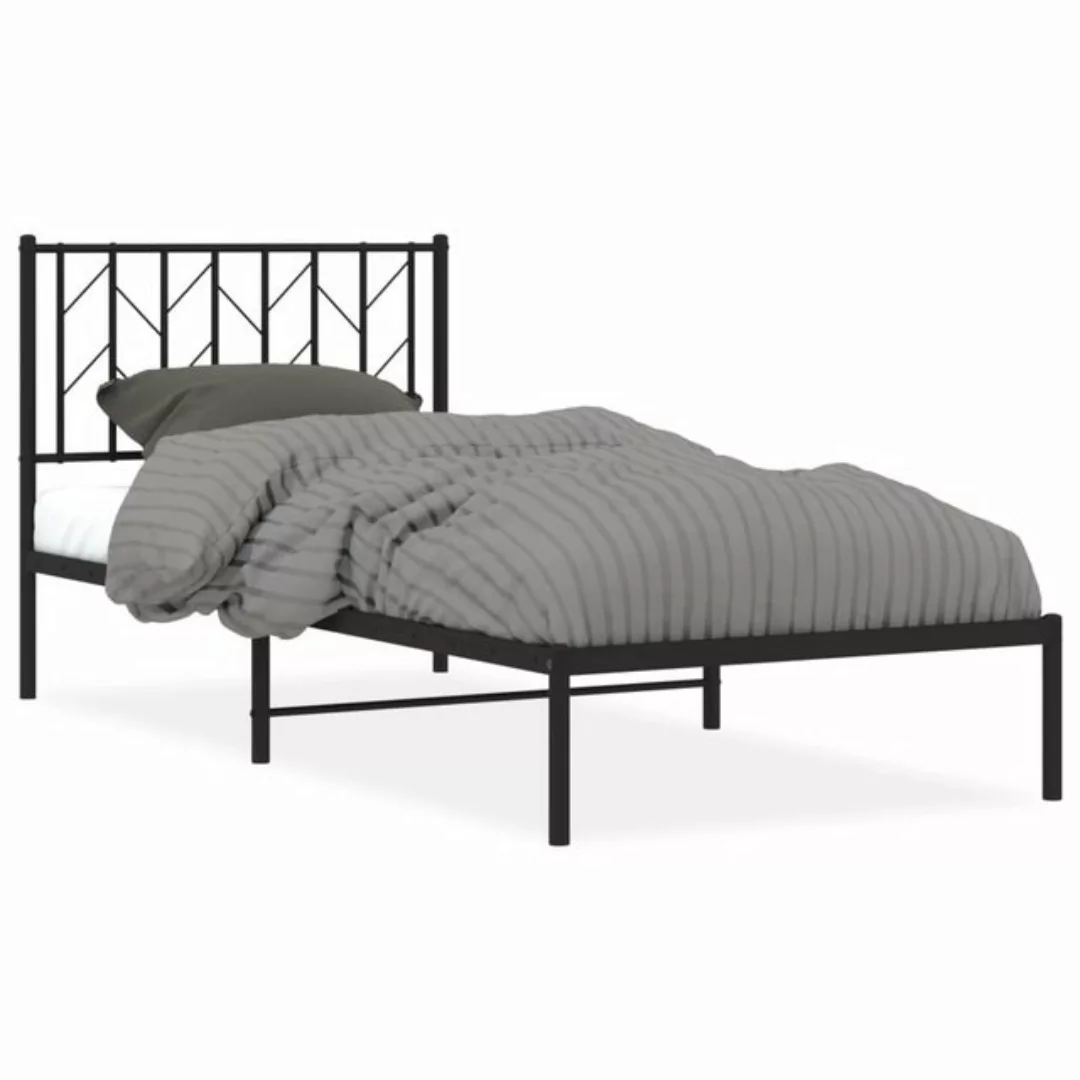 vidaXL Bettgestell, Bettrahmen mit Kopfteil Metall Schwarz 90x190 cm günstig online kaufen