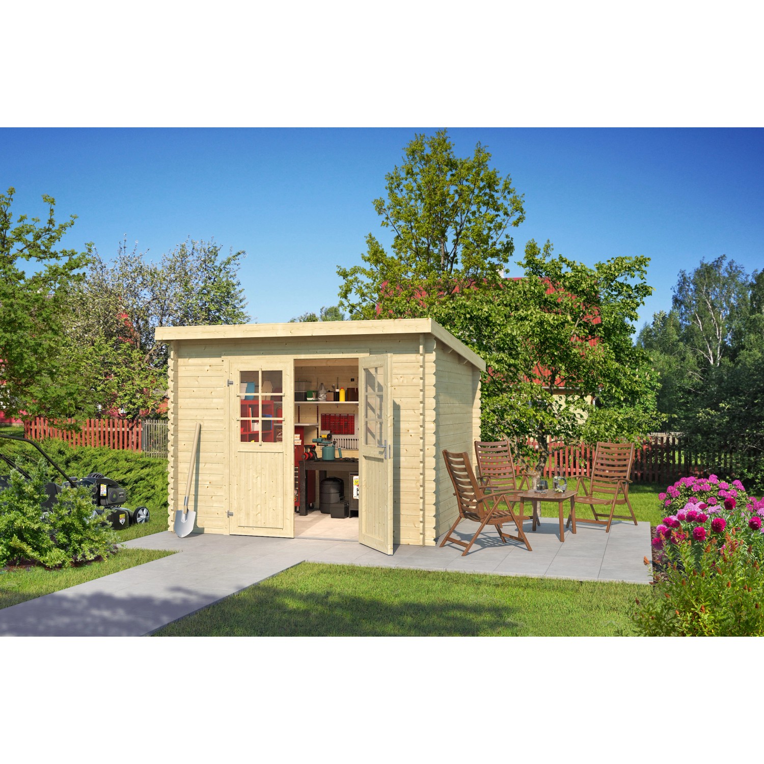 Lasita Holz-Gartenhaus San Jose 230 Natur 295 cm x 268,7 cm günstig online kaufen