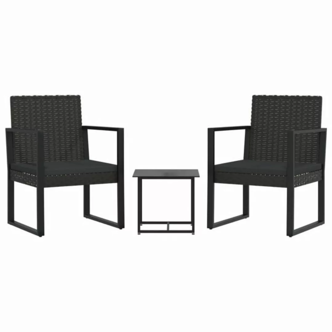 Vidaxl 3-tlg. Garten-lounge-set Mit Kissen Schwarz Poly Rattan günstig online kaufen