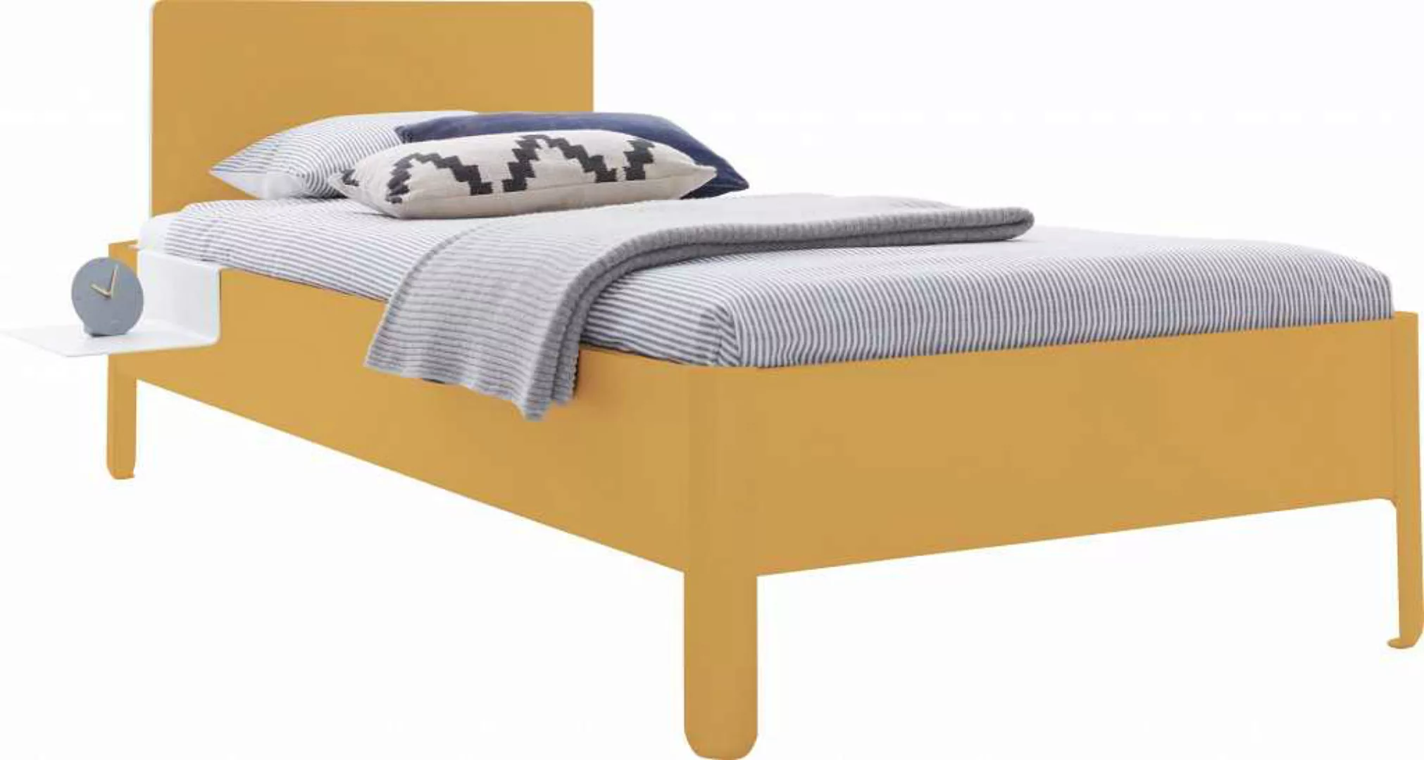 NAIT Einzelbett farbig lackiert 90 x 220cm Mit Kopfteil Bambustiefgelb günstig online kaufen