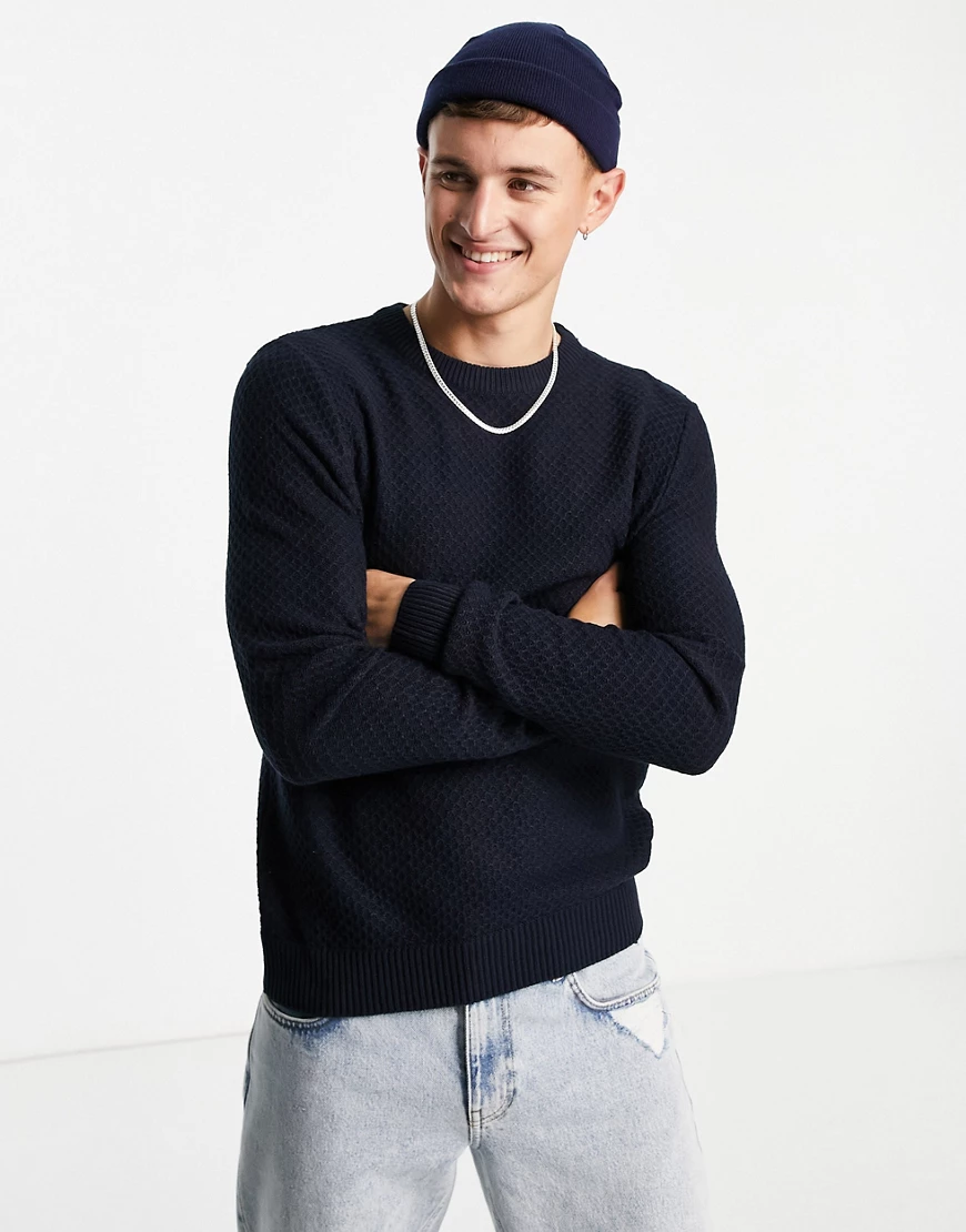 Jack & Jones – Originals – Strukturierter Pullover in Marineblau günstig online kaufen