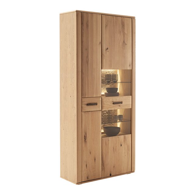 Lomadox Vitrine ANCONA-05 Vitrinenschrank mit LED-Beleuchtung, Eiche teilma günstig online kaufen