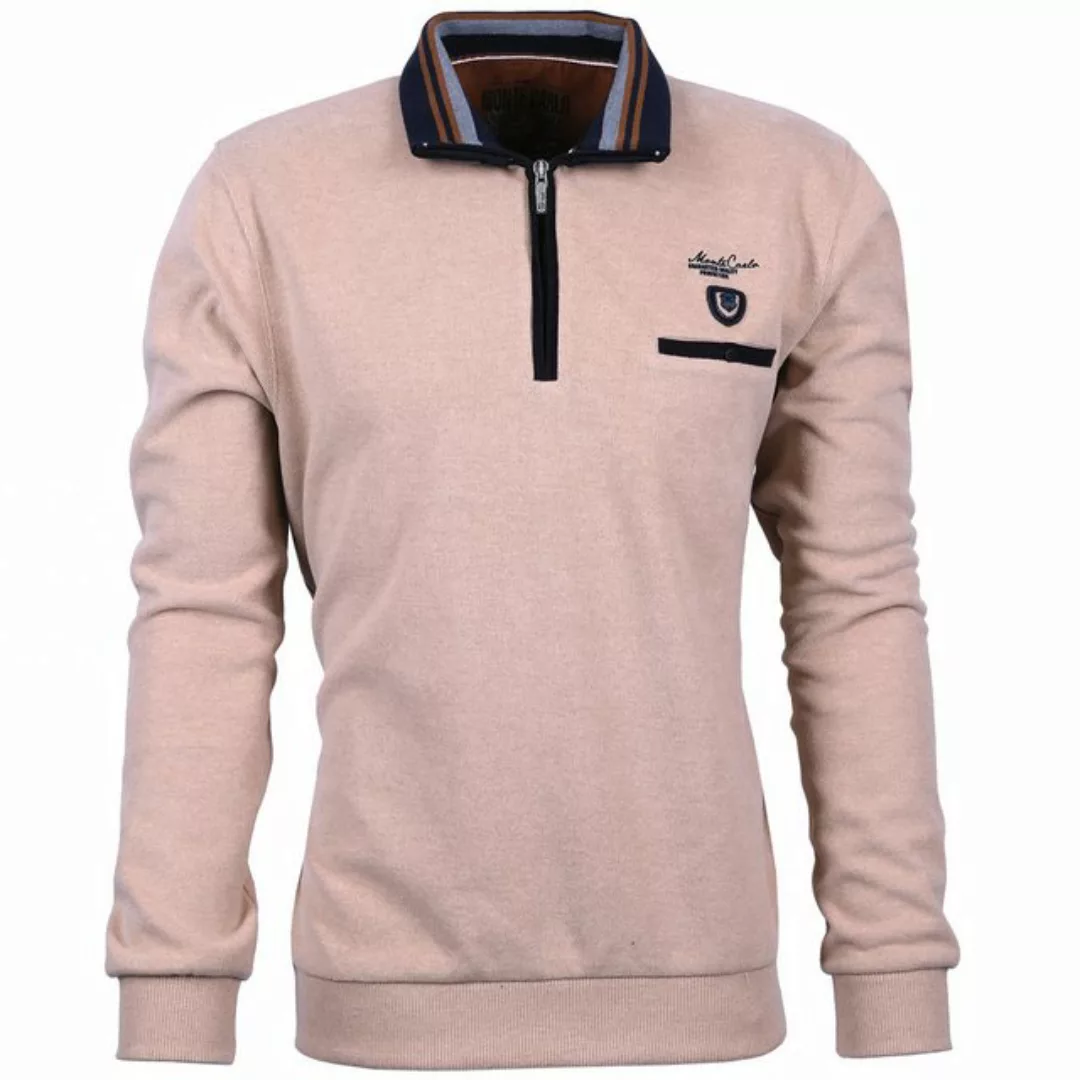 Mode Monte Carlo Sweatshirt Sweat-Shirt Stehbund Zip Beige günstig online kaufen