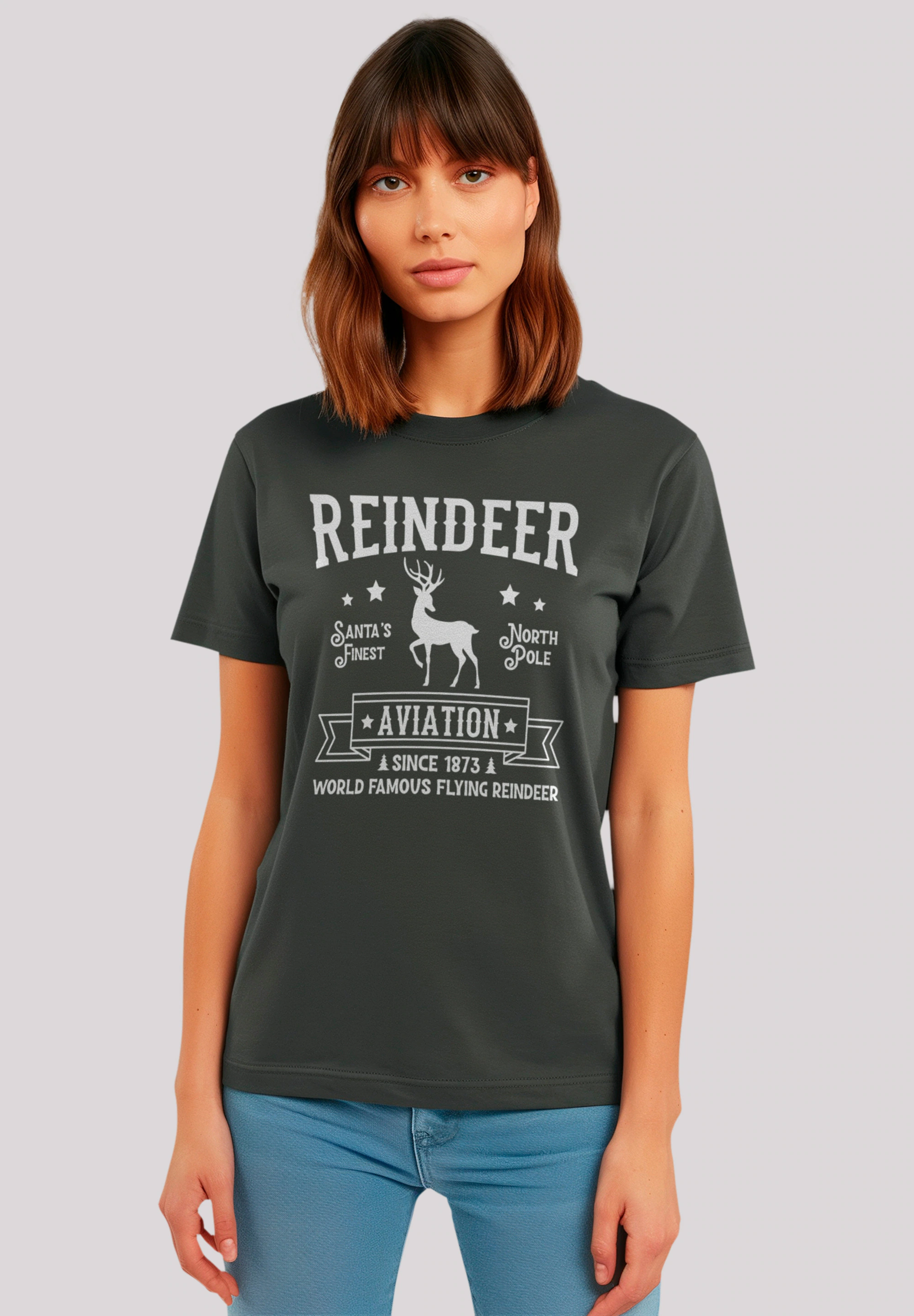 F4NT4STIC T-Shirt "Reindeer Aviation Retro Weihnachts Sign", Premium Qualit günstig online kaufen