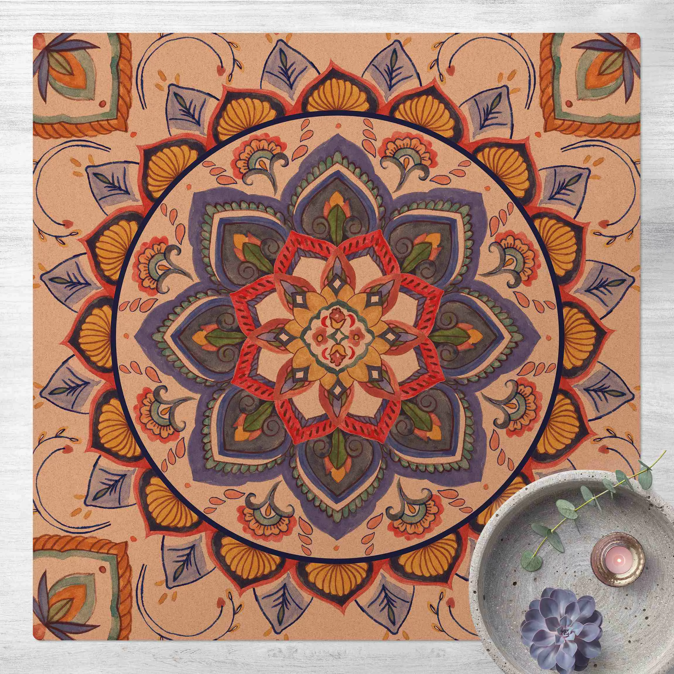Kork-Teppich Mandala Meditation Chakra günstig online kaufen