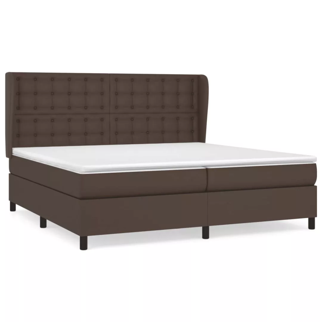 Vidaxl Boxspringbett Mit Matratze Braun 200x200 Cm Kunstleder günstig online kaufen