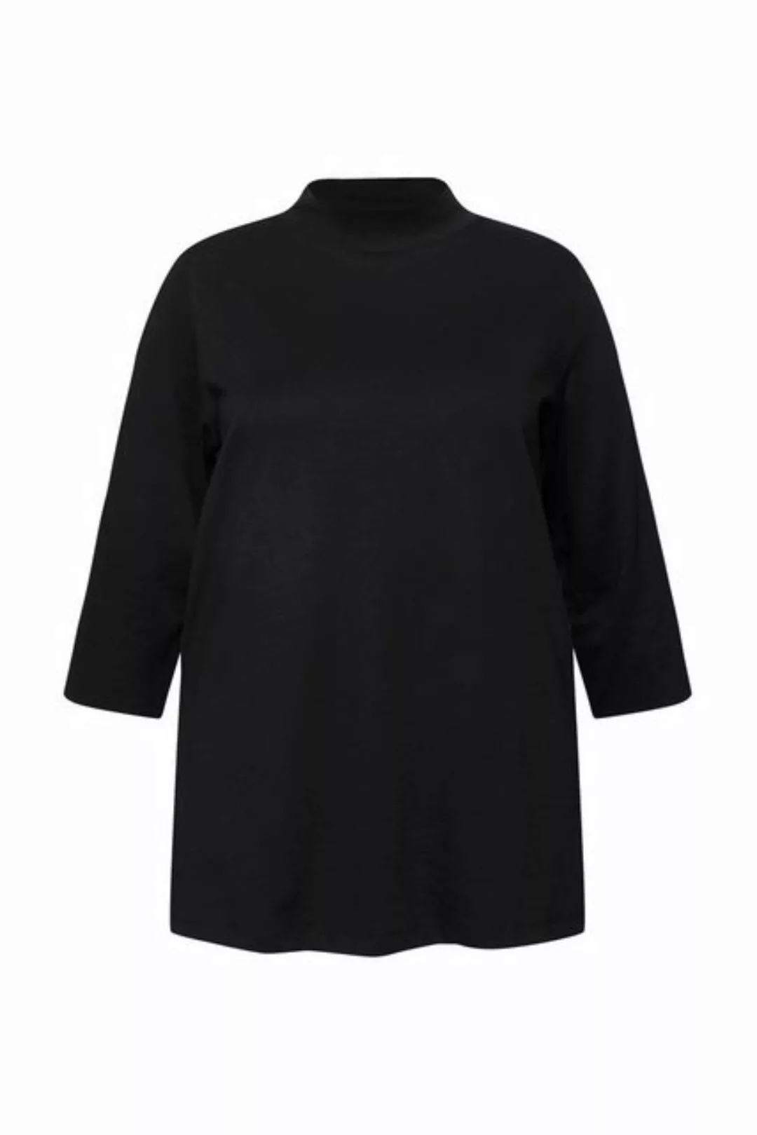 Ulla Popken Rundhalsshirt Shirt A-Linie Stehkragen 3/4-Arm Pima Cotton günstig online kaufen