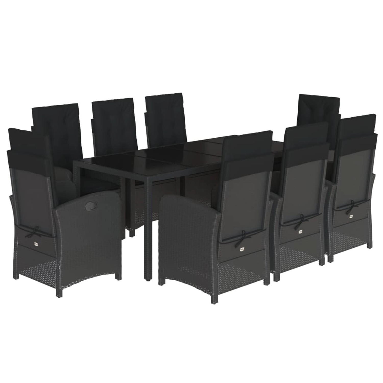 vidaXL 9-Tlg Garten-Essgruppe mit Kissen Schwarz Poly Rattan 3212210 günstig online kaufen