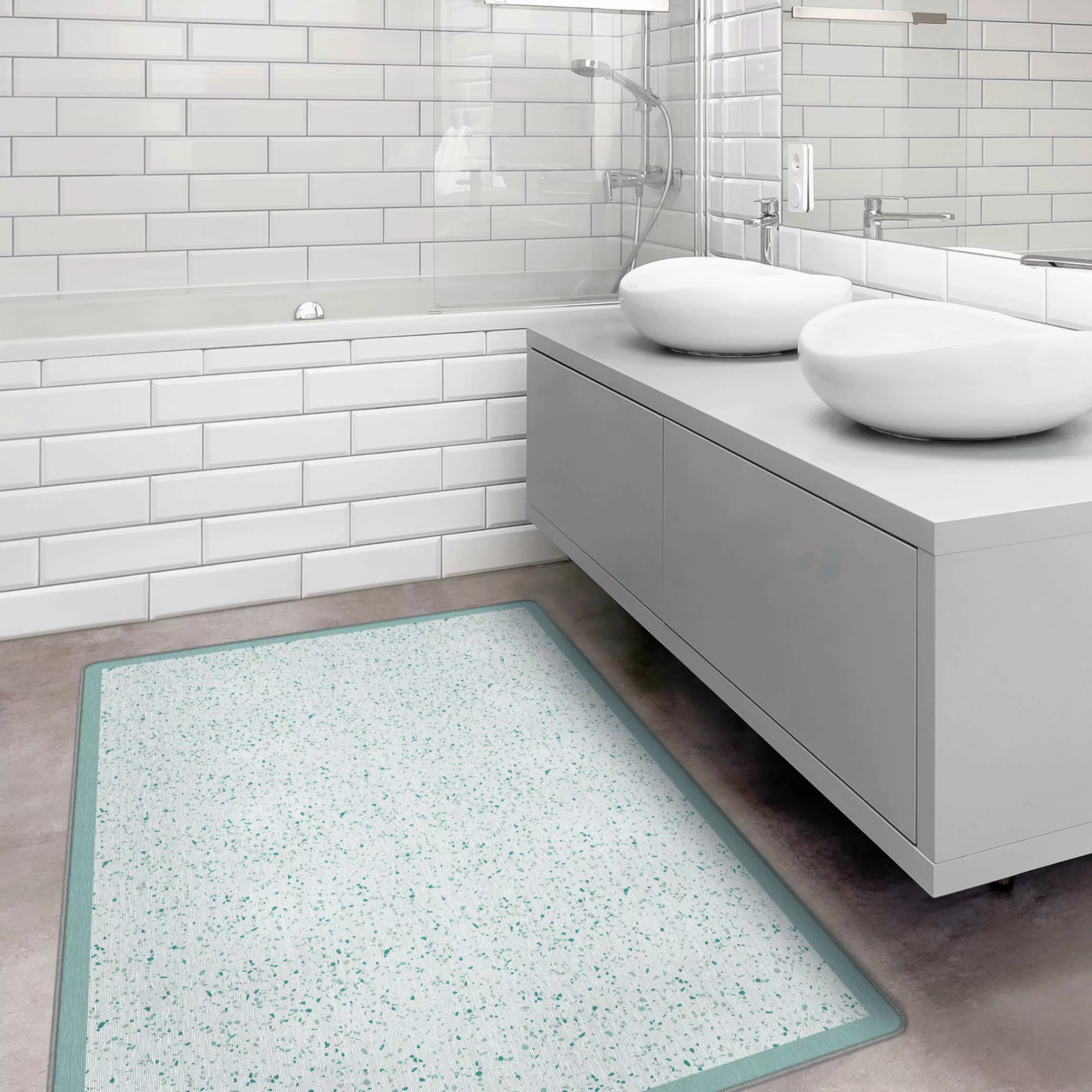 Teppich Detailliertes Terrazzo Muster Genua mit Rahmen günstig online kaufen
