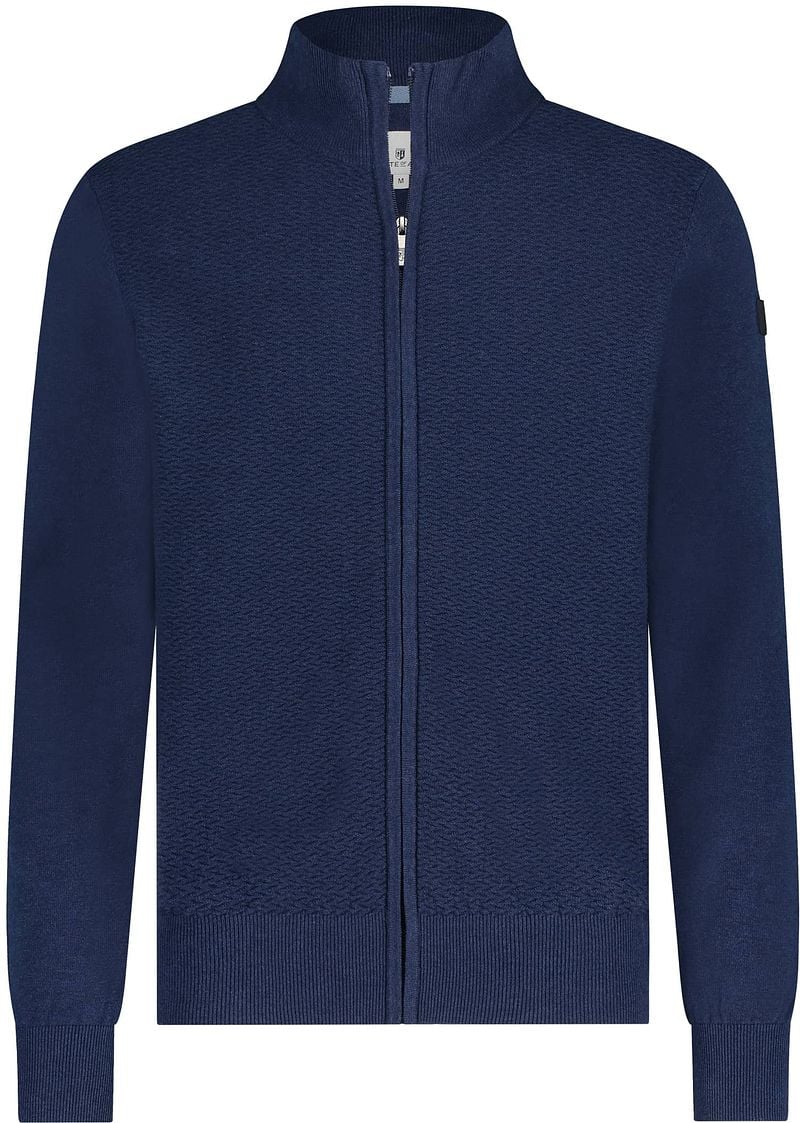 State Of Art Strickjacke Zip Struktur Navy - Größe L günstig online kaufen