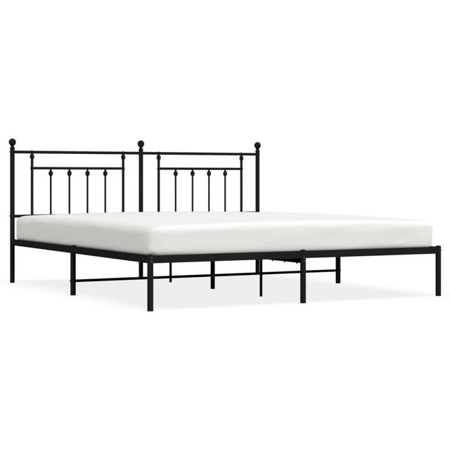 vidaXL Bettgestell, Bettrahmen mit Kopfteil Metall Schwarz 193x203 cm günstig online kaufen