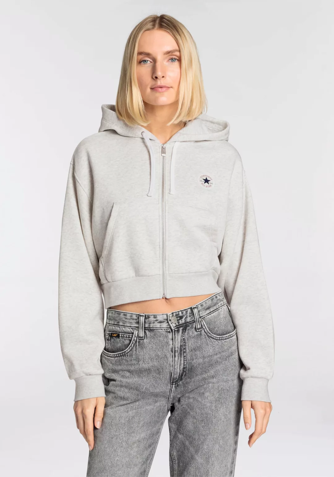 Converse Sweatjacke "WOMENS CONVERSE RETRO FULL-ZIP HOODIE", cropped günstig online kaufen