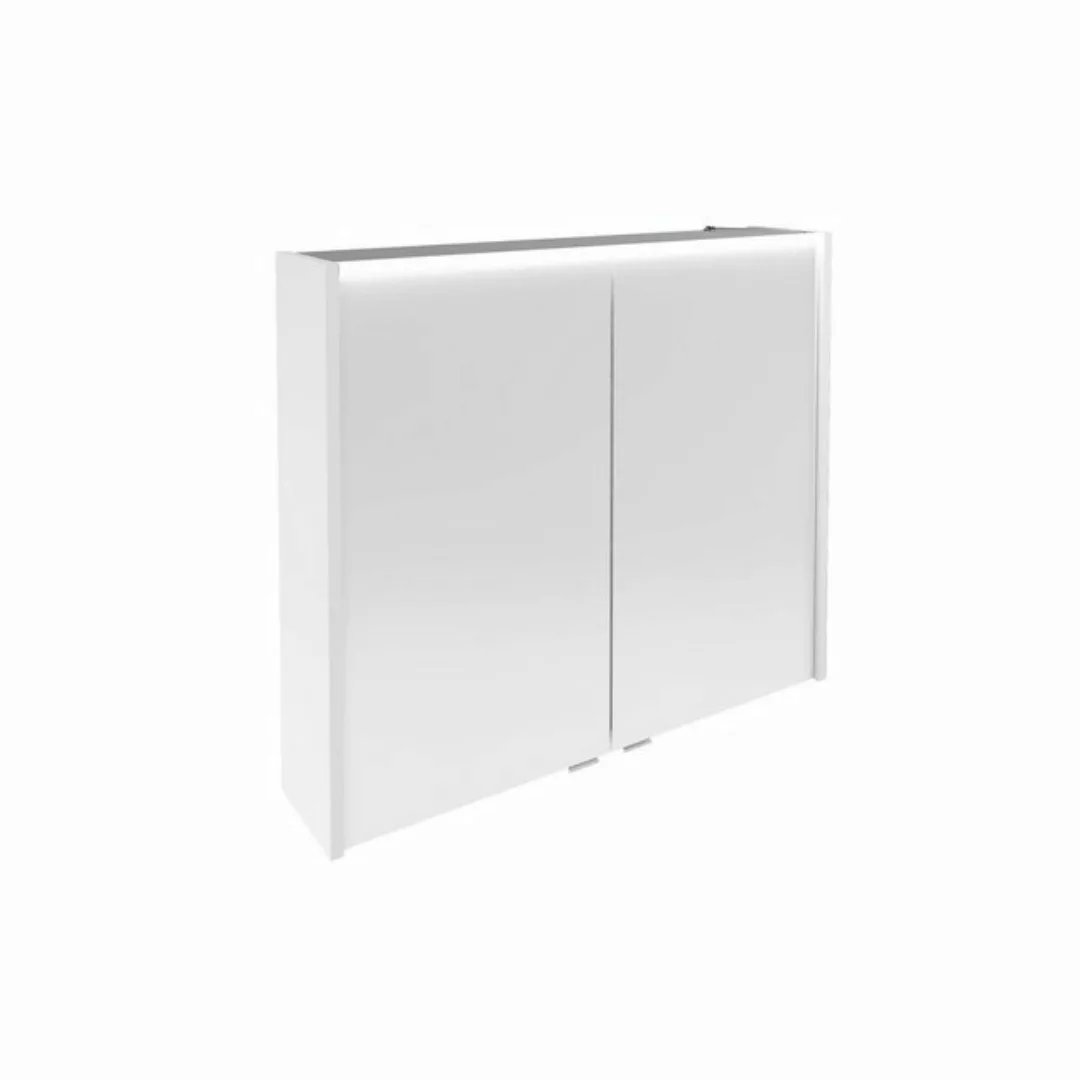 Fackelmann LED-Spiegelschrank Verona 80 cm 2 Türen Weiß Glanz günstig online kaufen