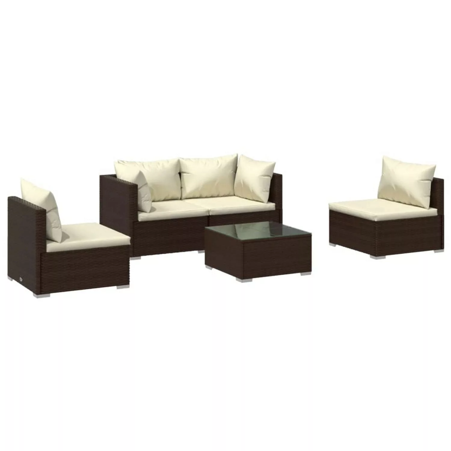 Vidaxl 5-tlg. Garten-lounge-set Mit Kissen Poly Rattan Braun günstig online kaufen