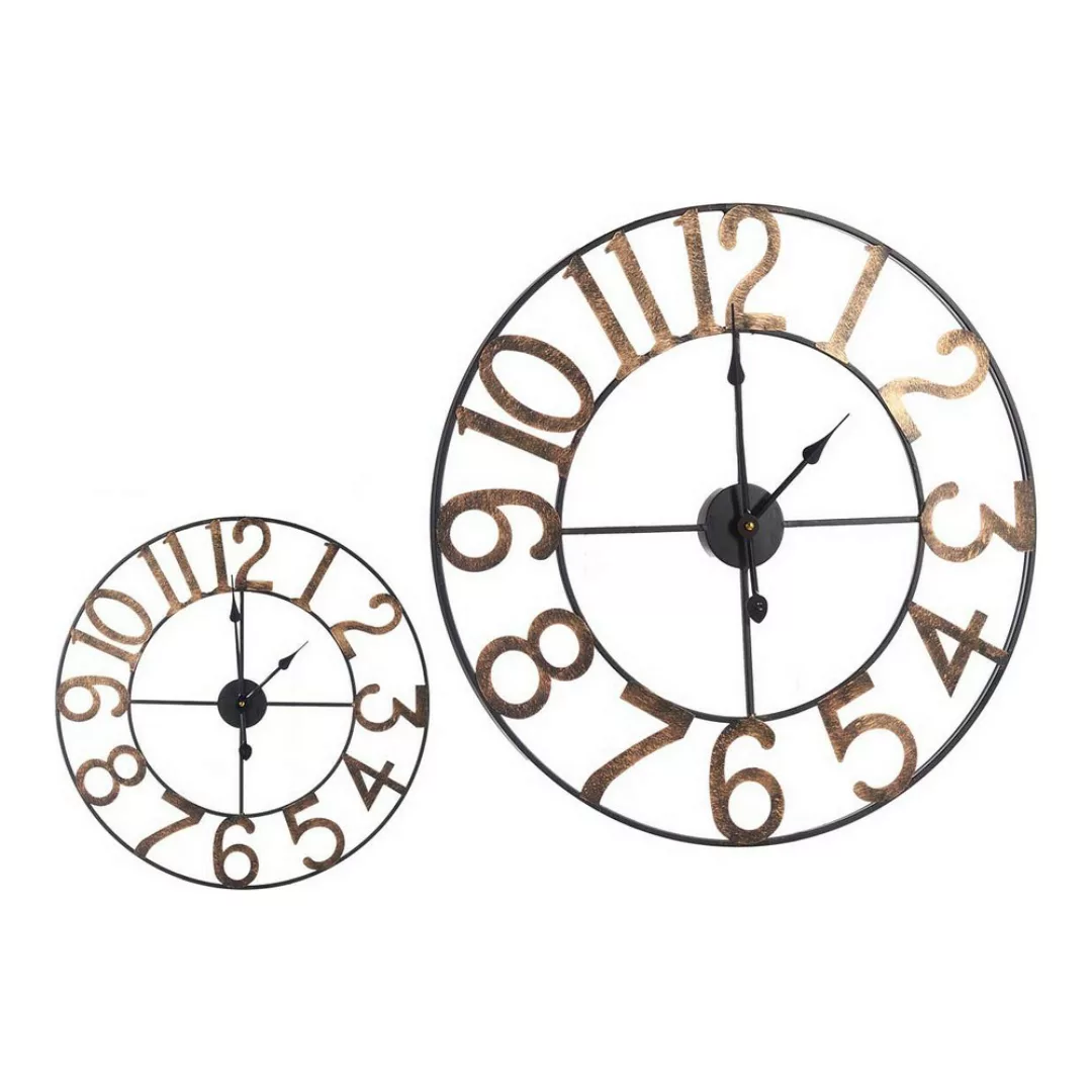 Wanduhr Schwarz Golden Metall (60 X 4,5 X 60 Cm) günstig online kaufen