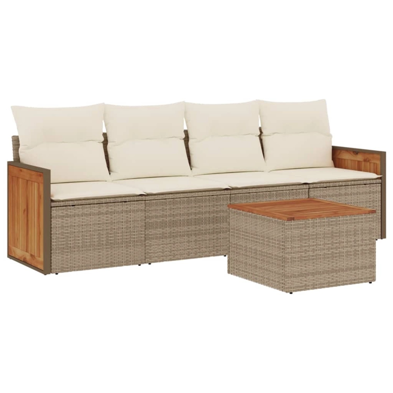 vidaXL 5-Tlg Garten-Sofagarnitur mit Kissen Beige Poly Rattan 3259860 günstig online kaufen