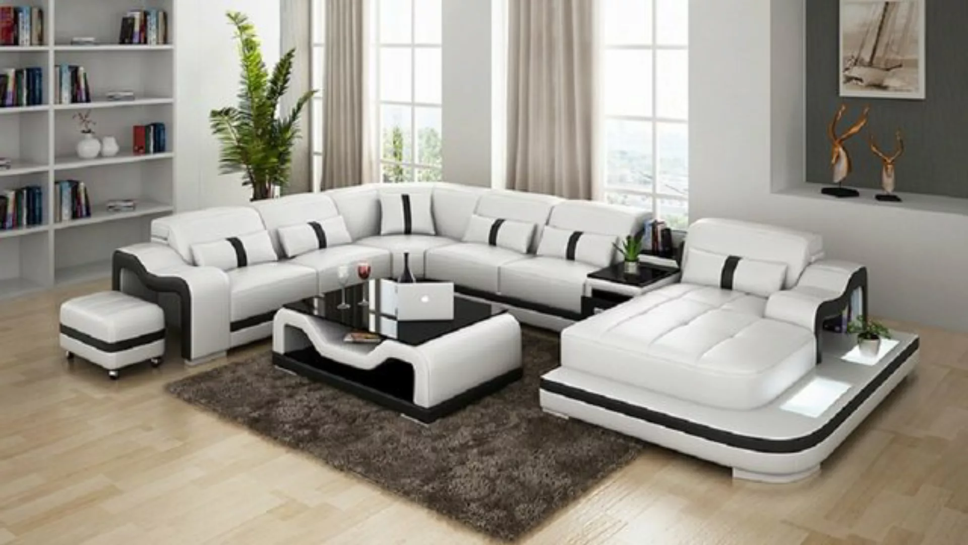 JVmoebel Ecksofa, U Form Sofa Couch Polster Wohnlandschaft Ecksofa Leder Ec günstig online kaufen