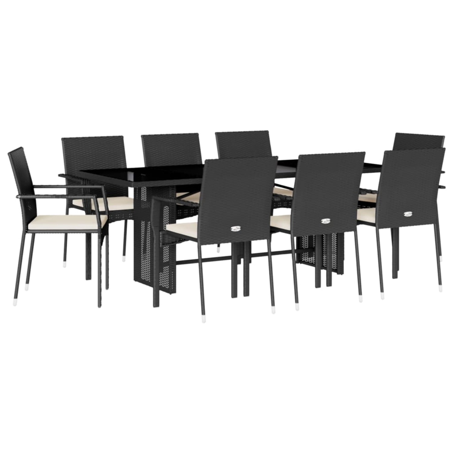 vidaXL 9-Tlg Garten-Essgruppe mit Kissen Schwarz Poly Rattan 3213495 günstig online kaufen