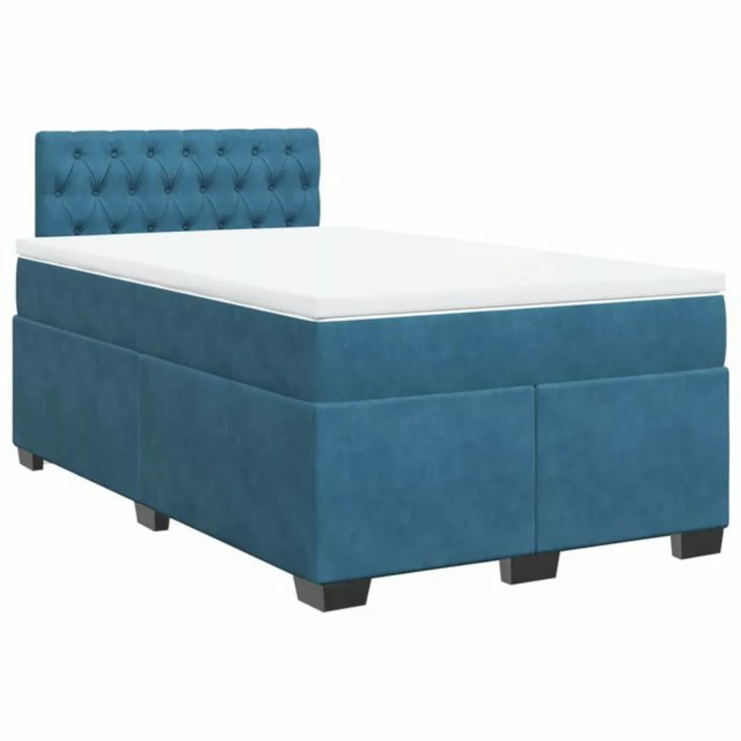 vidaXL Bett Boxspringbett mit Matratze Dunkelblau 120x190 cm Samt günstig online kaufen