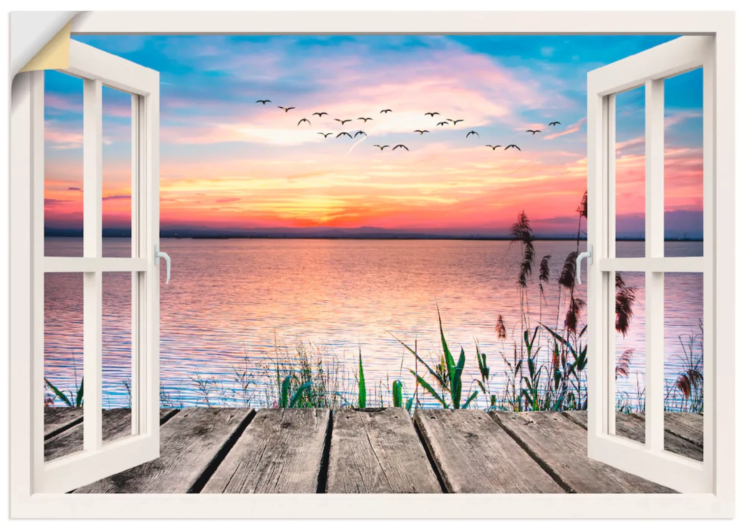 Artland Wandbild "See in den Farben der Wolken", Fensterblick, (1 St.), als günstig online kaufen